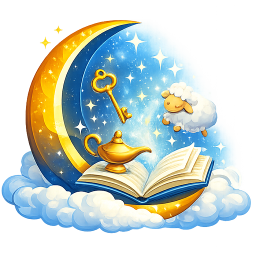 MeaningsOfDream - Crescent Moon & Magical Book Logo